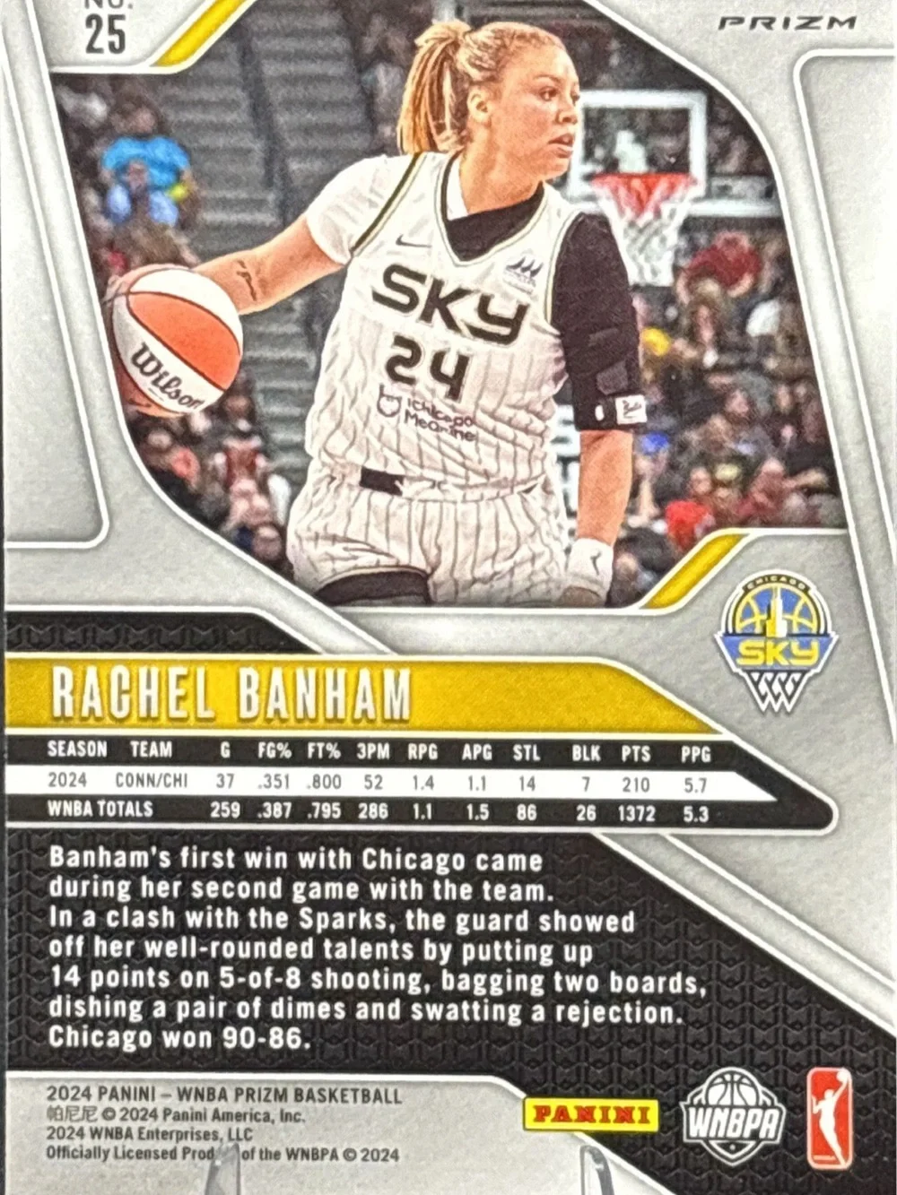 Panini Prizm Chicago Rachel Banham Blue Cracked Ice Prizm BasketballTrading Card